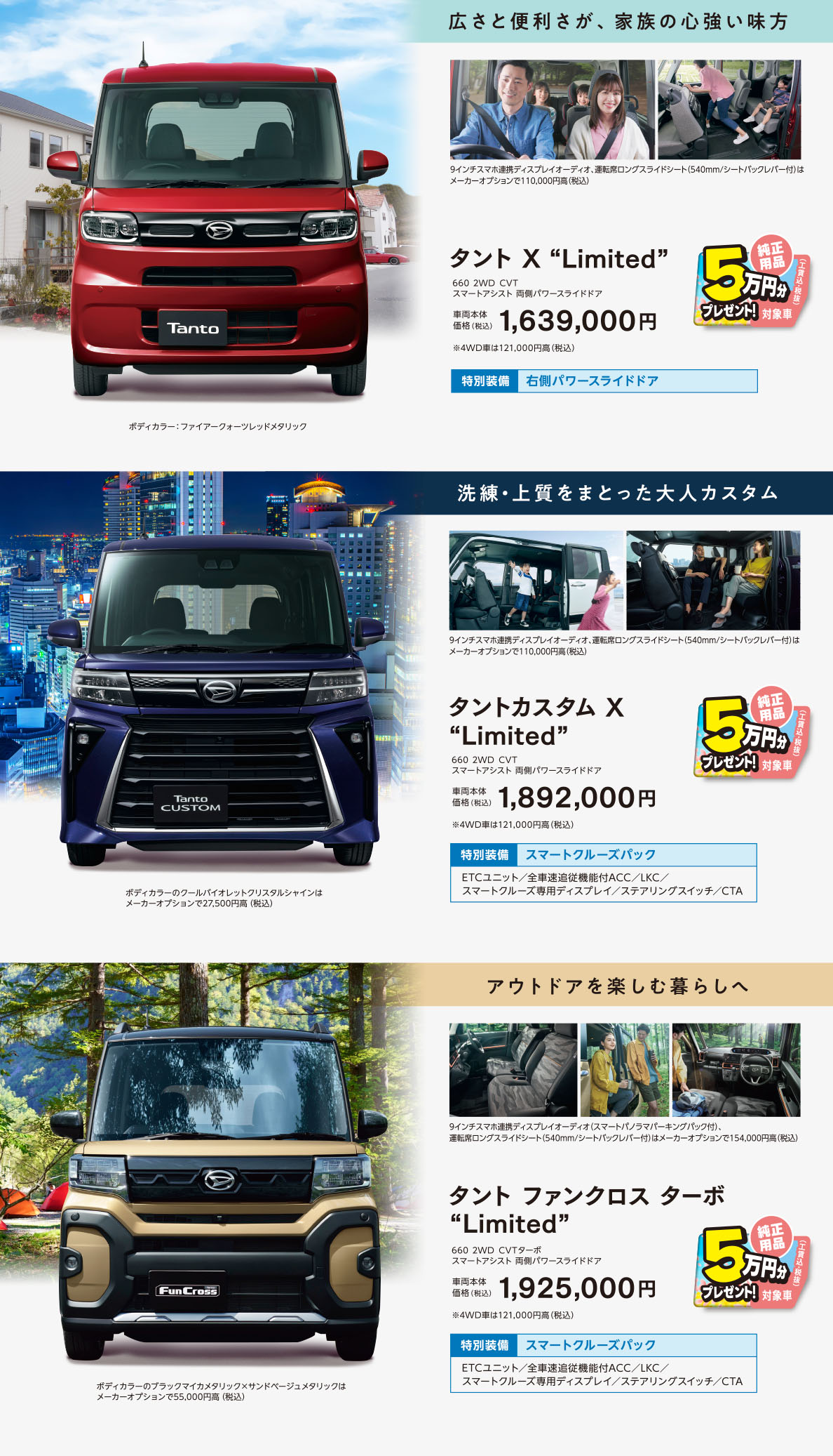 タント、タントカスタム、タントファンクロス